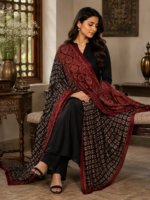 Korean Shamoz Silk Fabric 100% Natural Dye Ajrak Shawl / Dupatta - Image 3