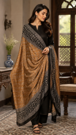 Korean Shamoz Silk Fabric 100% Natural Dye Ajrak Shawl / Dupatta - Image 2