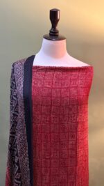 Korean Shamoz Silk Fabric 100% Natural Dye Ajrak Suit 2 Piece ( Shirt+Dopatta) - Image 2
